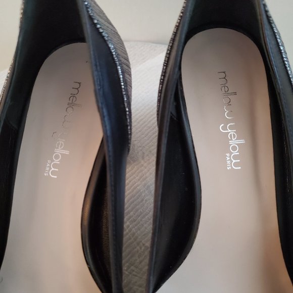 Mellow Yellow Alily Black chunky heels women size EU39/ USA 8.5,  made in Spain. - Picture 9 of 16